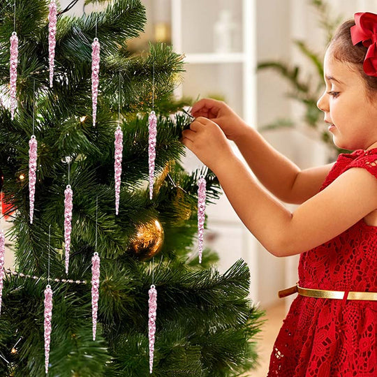 12PCS Glittering Christmas Tree Icicle Decorations