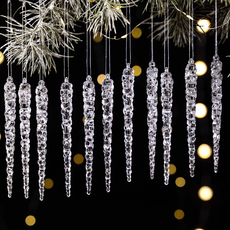 12PCS Glittering Christmas Tree Icicle Decorations
