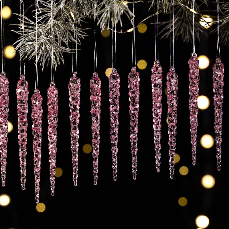12PCS Glittering Christmas Tree Icicle Decorations