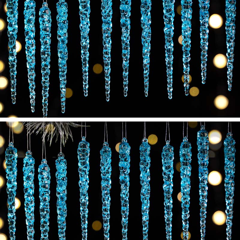 12PCS Glittering Christmas Tree Icicle Decorations