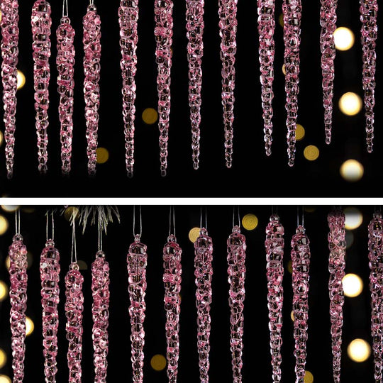 12PCS Glittering Christmas Tree Icicle Decorations