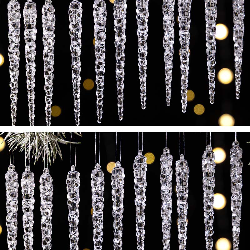 12PCS Glittering Christmas Tree Icicle Decorations