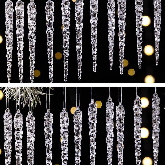 12PCS Glittering Christmas Tree Icicle Decorations