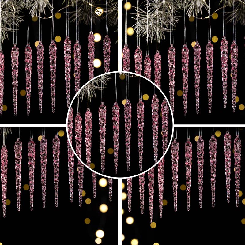 12PCS Glittering Christmas Tree Icicle Decorations