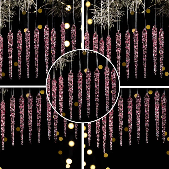 12PCS Glittering Christmas Tree Icicle Decorations