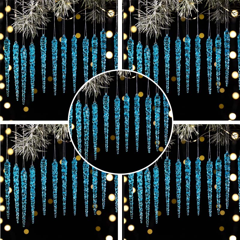 12PCS Glittering Christmas Tree Icicle Decorations