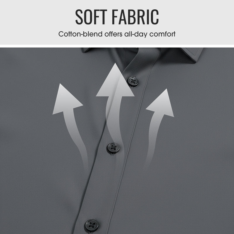 🔥Camisa de manga longa con botóns e solapa de cor sólida para homes de alta calidade Four Seasons