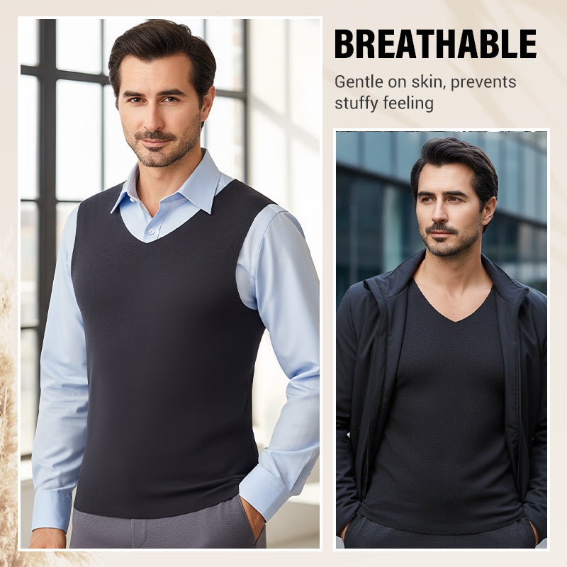 Chaleco térmico de cor lisa sen costuras para homes