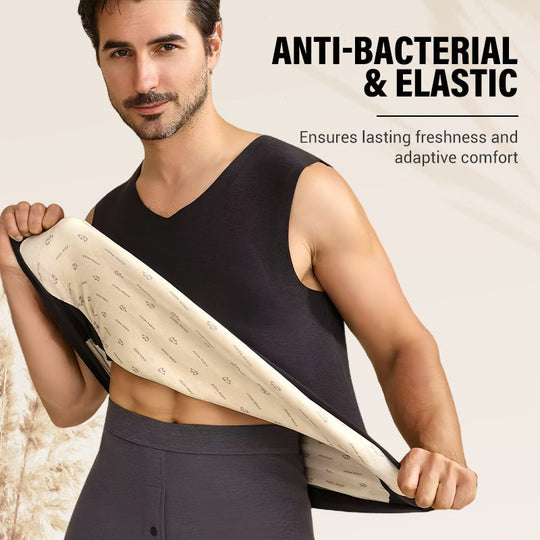 Chaleco térmico de cor lisa sen costuras para homes