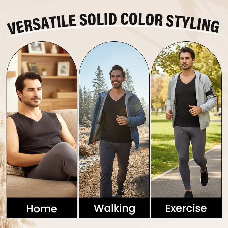 Chaleco térmico de cor lisa sen costuras para homes