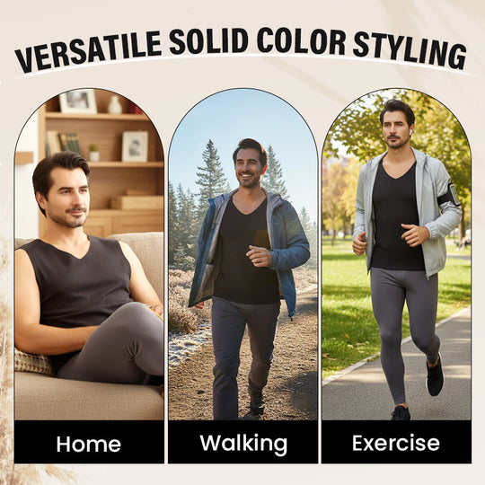 Chaleco térmico de cor lisa sen costuras para homes