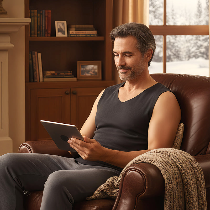 Chaleco térmico de cor lisa sen costuras para homes