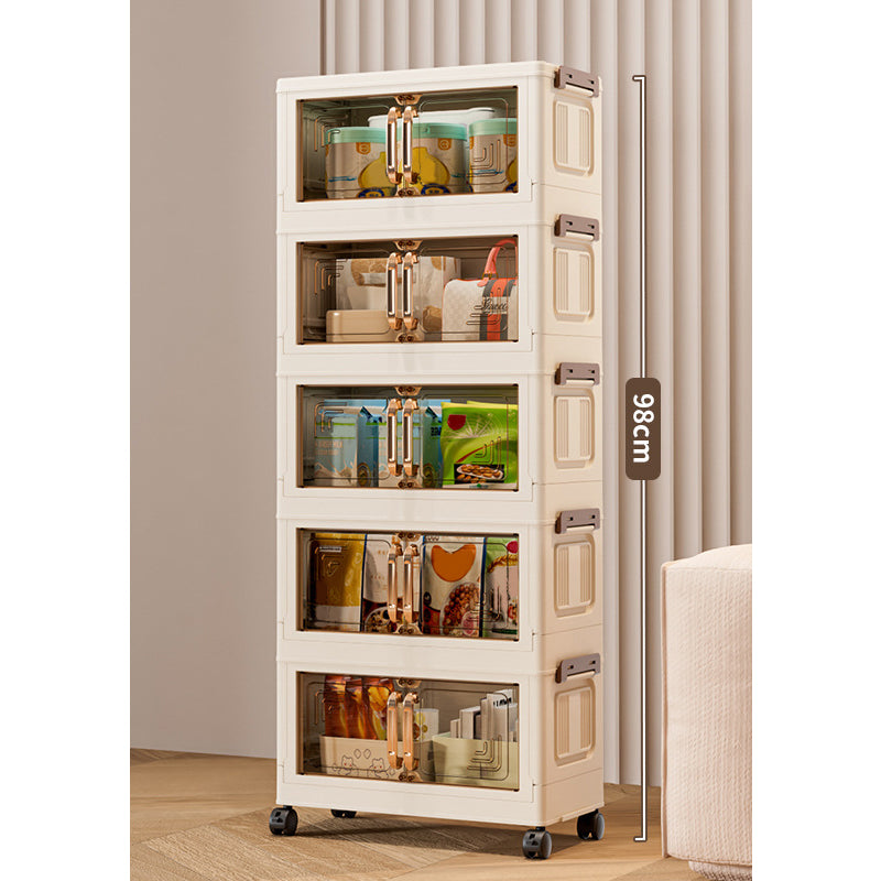 🔥 50% OFF! ✨ Foldable Storage Box with Lid – 1–5 Layers, Wheels & Magnetic Door | Stackable Organizer for Kitchen, Bathroom & Bedroom 🗄️