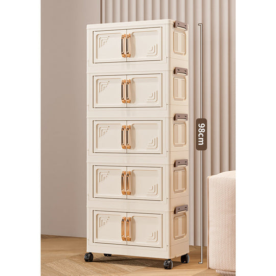 🔥 50% OFF! ✨ Foldable Storage Box with Lid – 1–5 Layers, Wheels & Magnetic Door | Stackable Organizer for Kitchen, Bathroom & Bedroom 🗄️