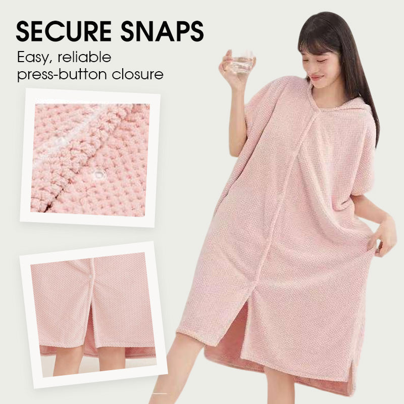 Women's Cosy Hooded Textured Grid Bathrobe