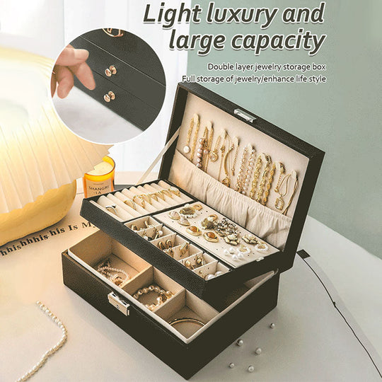 🔥 SISTA DAGEN-ERBJUDANDE - 50% RABATT 🔥Örhängen i PU-läder med stor kapacitet & Halsbandsorganisatör med lås