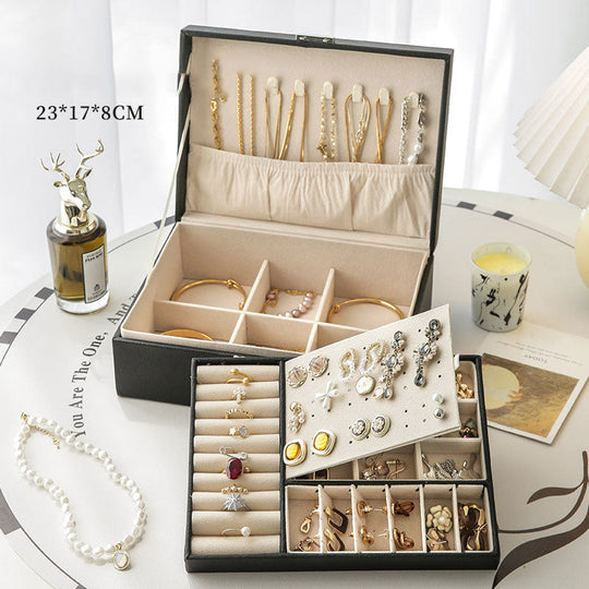 🔥 SISTA DAGEN-ERBJUDANDE - 50% RABATT 🔥Örhängen i PU-läder med stor kapacitet & Halsbandsorganisatör med lås