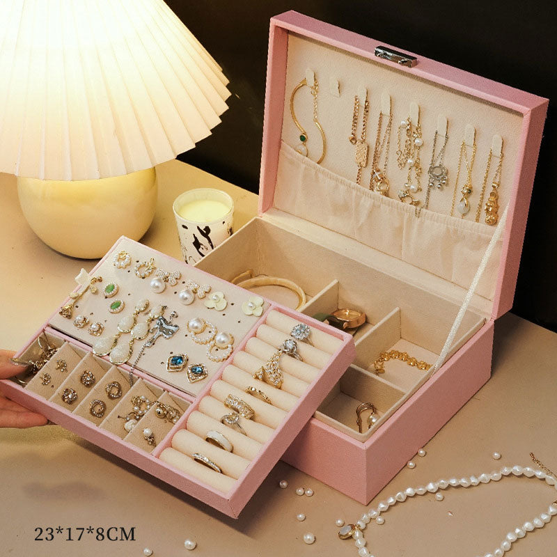 🔥 SISTA DAGEN-ERBJUDANDE - 50% RABATT 🔥Örhängen i PU-läder med stor kapacitet & Halsbandsorganisatör med lås