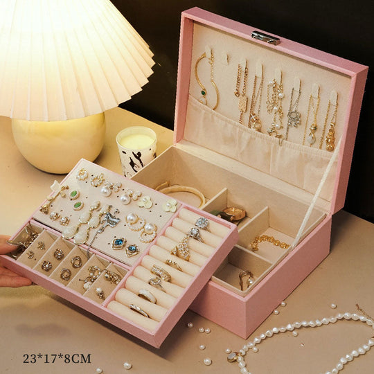 🔥 SISTA DAGEN-ERBJUDANDE - 50% RABATT 🔥Örhängen i PU-läder med stor kapacitet & Halsbandsorganisatör med lås