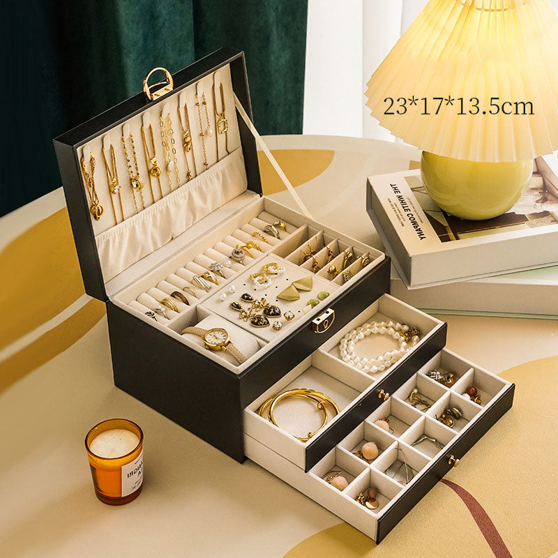 🔥 SISTA DAGEN-ERBJUDANDE - 50% RABATT 🔥Örhängen i PU-läder med stor kapacitet & Halsbandsorganisatör med lås