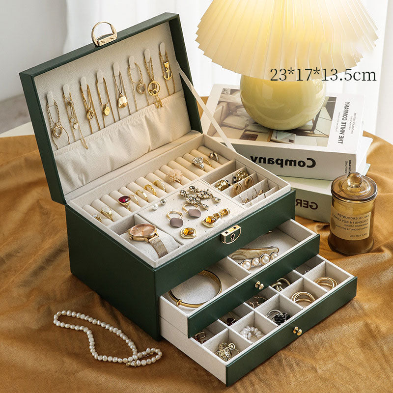 🔥 SISTA DAGEN-ERBJUDANDE - 50% RABATT 🔥Örhängen i PU-läder med stor kapacitet & Halsbandsorganisatör med lås