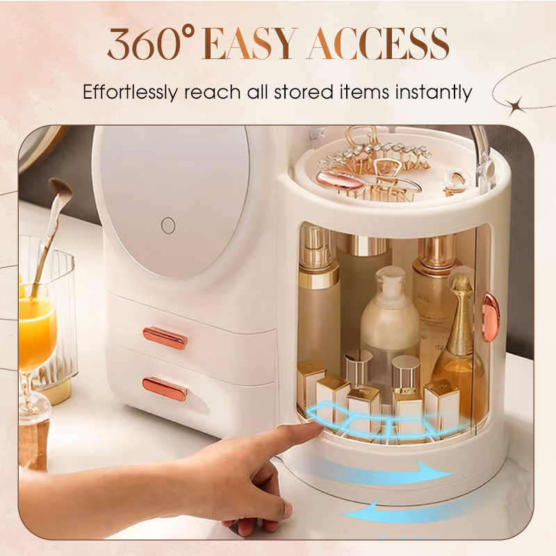 Stor Makeup Organizer med LED-spegel