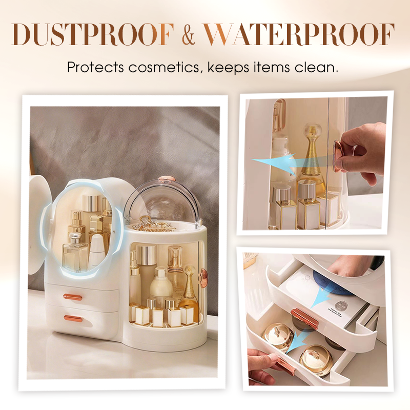 Stor Makeup Organizer med LED-spegel