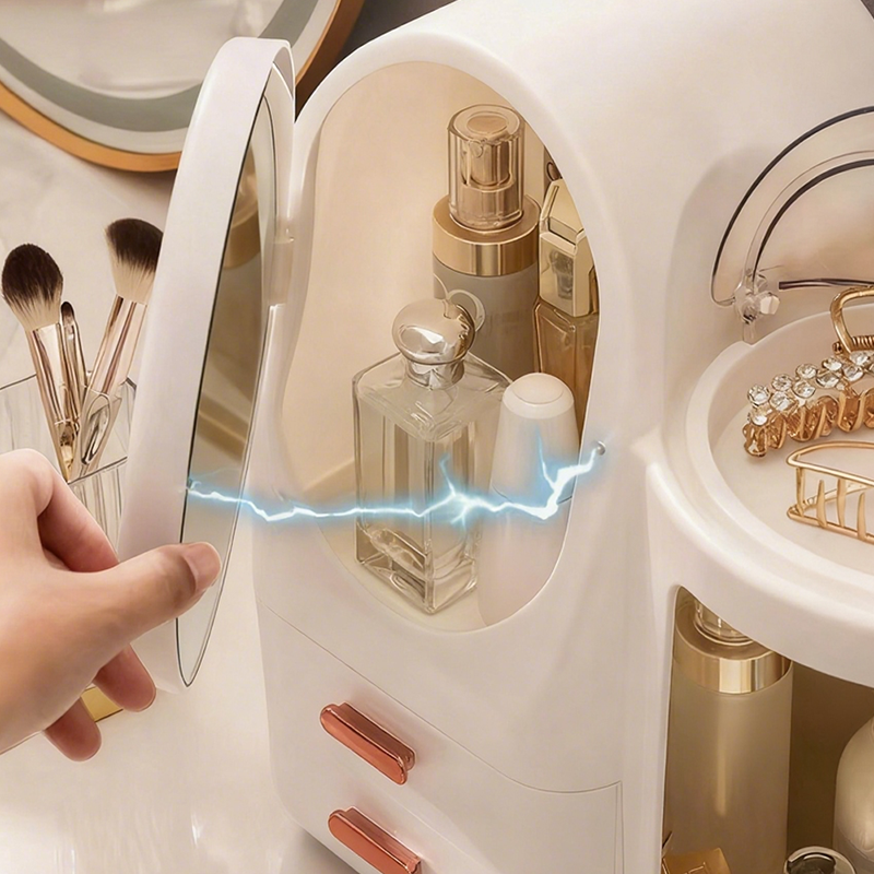 Stor Makeup Organizer med LED-spegel