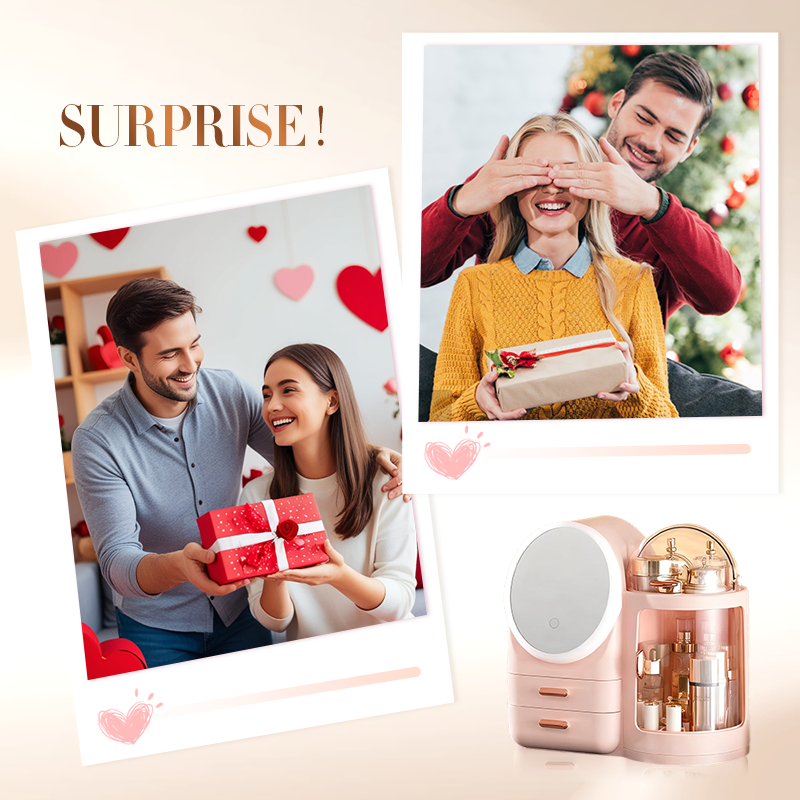 Stor Makeup Organizer med LED-spegel