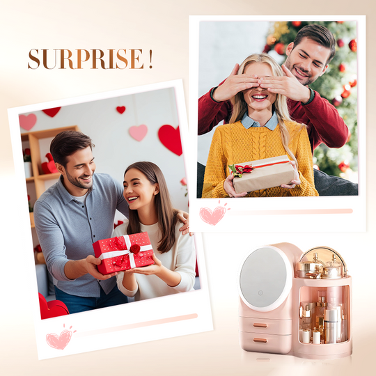 Stor Makeup Organizer med LED-spegel