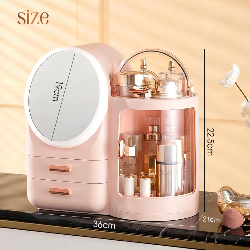 Stor Makeup Organizer med LED-spegel