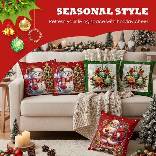 🎄🔥Promoción navideña 50% de descuento🔥Bonita funda de almohada con estampado navideño