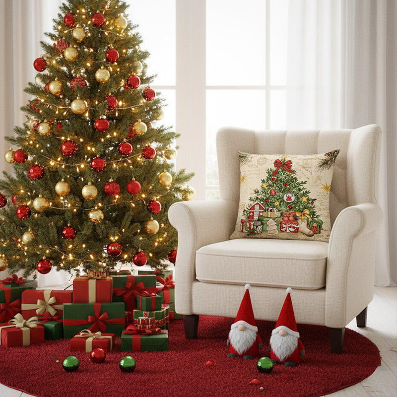 🎄🔥Promoción navideña 50% de descuento🔥Bonita funda de almohada con estampado navideño