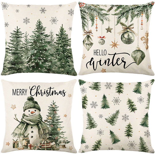 🎄🔥Promoción navideña 50% de descuento🔥Bonita funda de almohada con estampado navideño