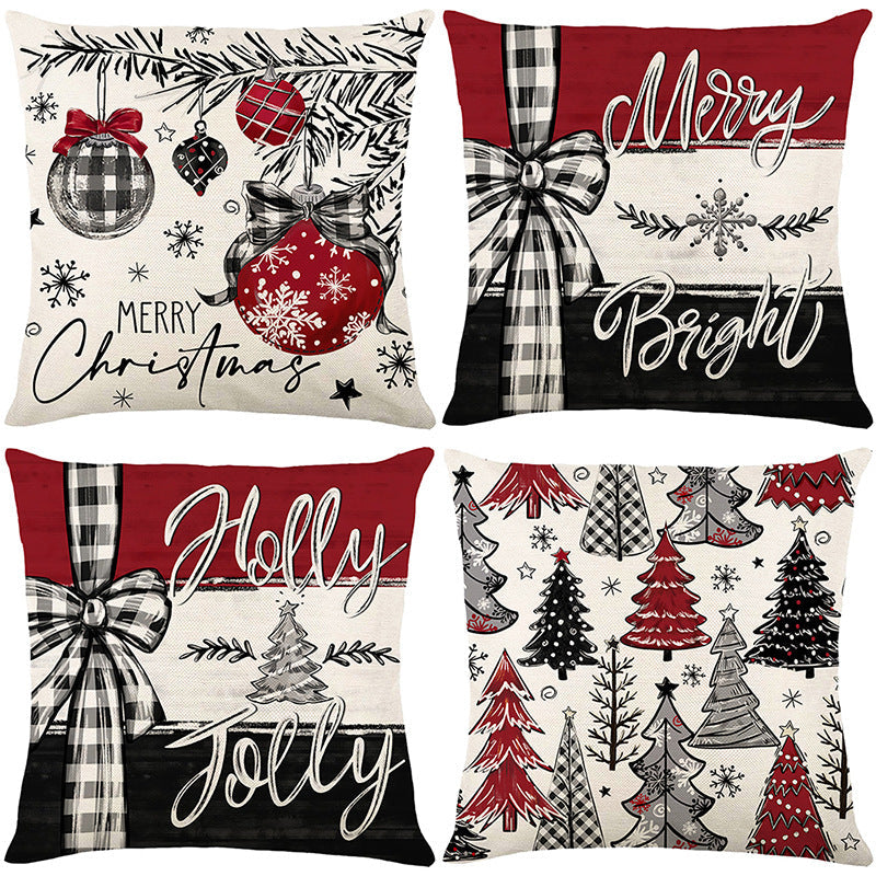 🎄🔥Promoción navideña 50% de descuento🔥Bonita funda de almohada con estampado navideño