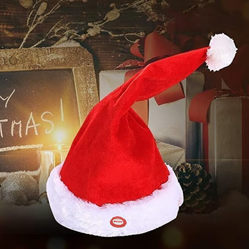 Sombreiro de Papá Noel de Nadal eléctrico cantando e bailando