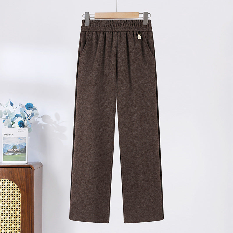 Pants Cosa Dhíreach Waistband Leaisteacha Dath Soladach