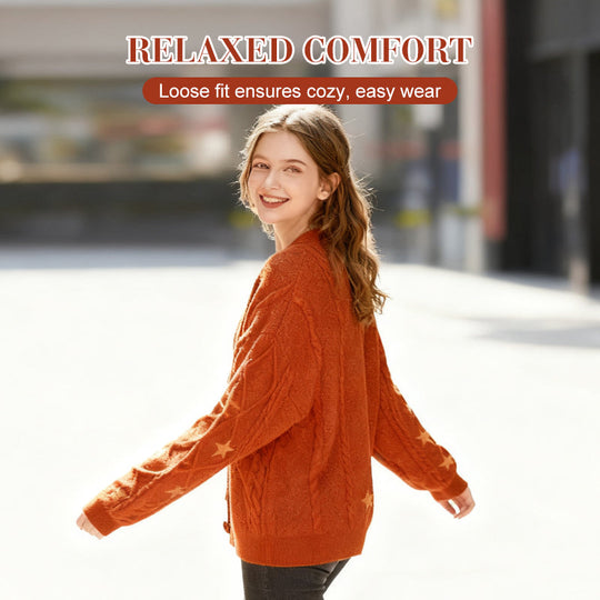 Stickad cardigan med knapp för dam