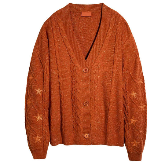 Stickad cardigan med knapp för dam