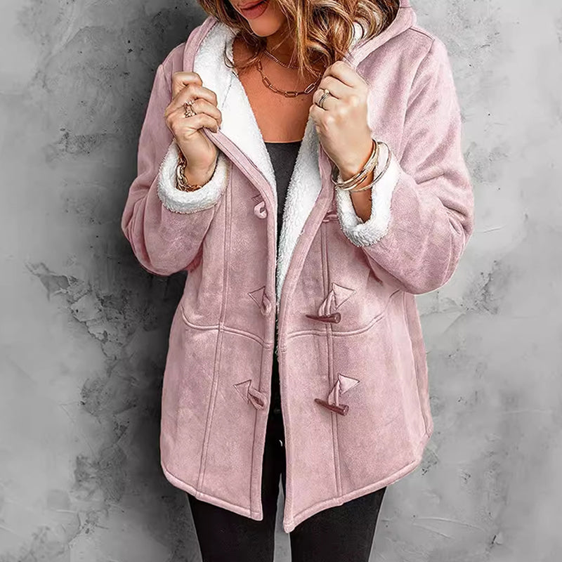 ⏳LAST DAY SALE 50% OFF!!🔥🧸Women's Hooded Suede Coat with Plush Lining– Plush Warmth Meets Effortless Winter Style