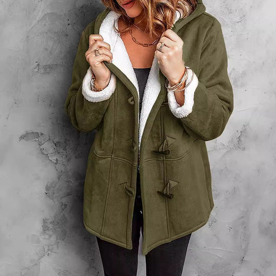 ⏳LAST DAY SALE 50% OFF!!🔥🧸Women's Hooded Suede Coat with Plush Lining– Plush Warmth Meets Effortless Winter Style