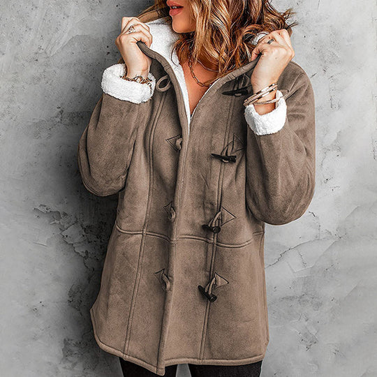 ⏳LAST DAY SALE 50% OFF!!🔥🧸Women's Hooded Suede Coat with Plush Lining– Plush Warmth Meets Effortless Winter Style