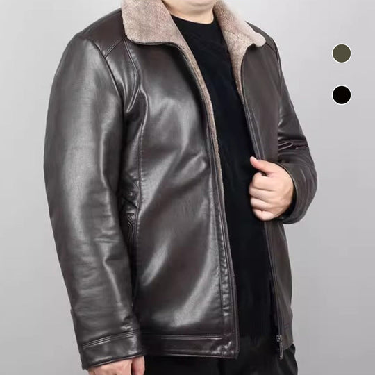 ⏳Limited-time 50% off⏰Men's Warm Faux Leather Plush Lapels Jacket🧥