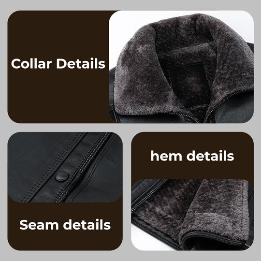 ⏳Limited-time 50% off⏰Men's Warm Faux Leather Plush Lapels Jacket🧥