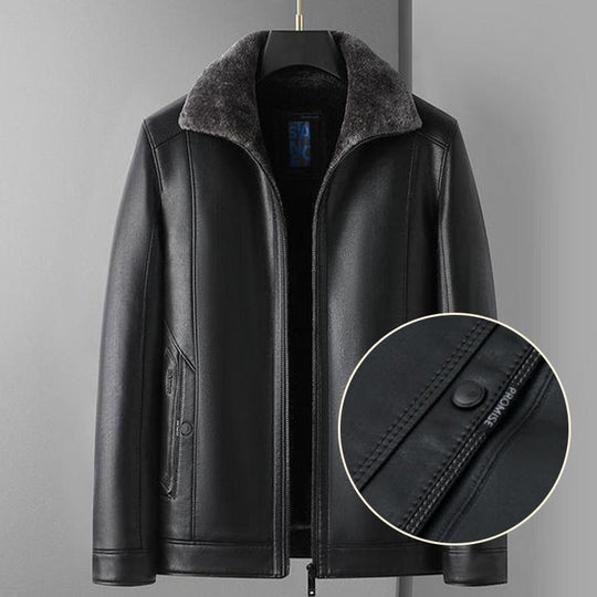 ⏳Limited-time 50% off⏰Men's Warm Faux Leather Plush Lapels Jacket🧥