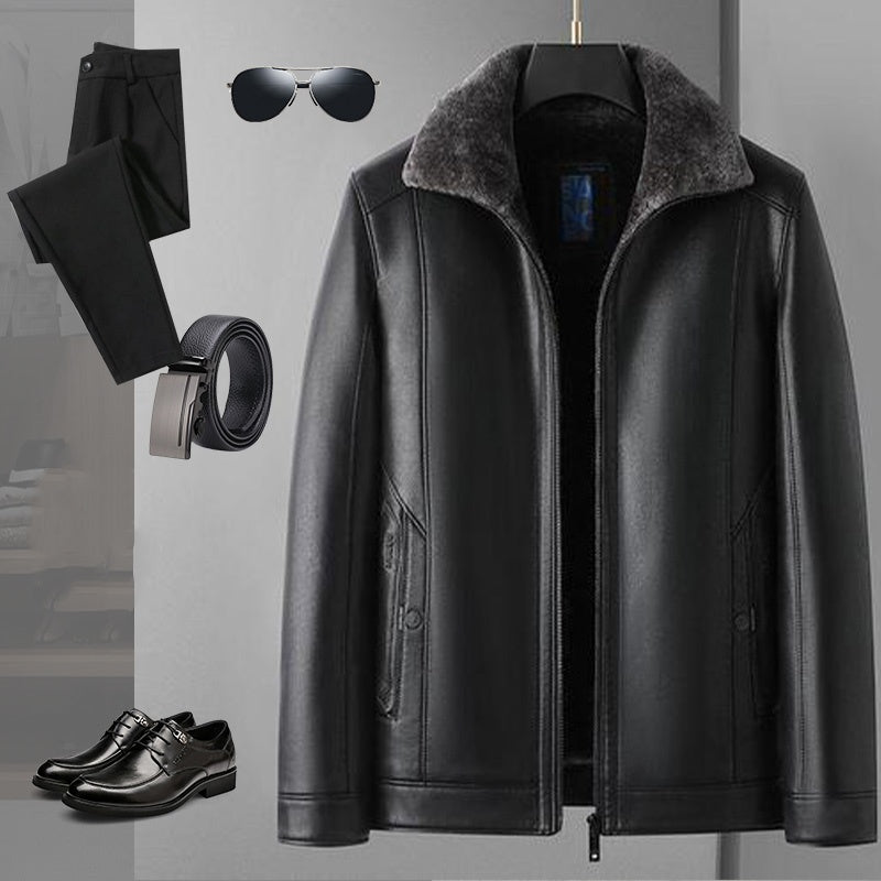 ⏳Limited-time 50% off⏰Men's Warm Faux Leather Plush Lapels Jacket🧥