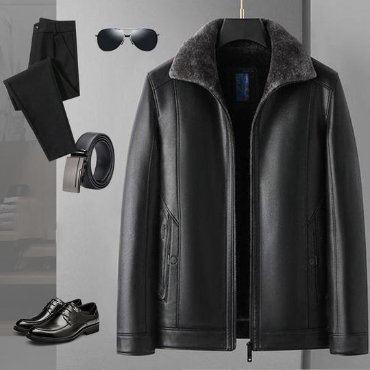⏳Limited-time 50% off⏰Men's Warm Faux Leather Plush Lapels Jacket🧥