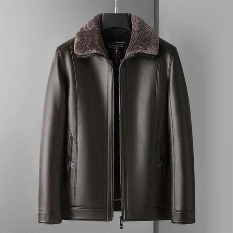 ⏳Limited-time 50% off⏰Men's Warm Faux Leather Plush Lapels Jacket🧥