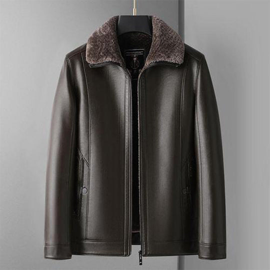 ⏳Limited-time 50% off⏰Men's Warm Faux Leather Plush Lapels Jacket🧥