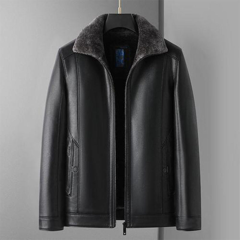 ⏳Limited-time 50% off⏰Men's Warm Faux Leather Plush Lapels Jacket🧥